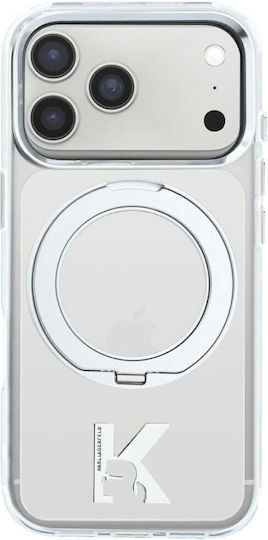 Karl Lagerfeld Etui Kameo Metal Magsafe Ring Stand 360 iPhone 18 Pro Max 17 Pro Max Transparent