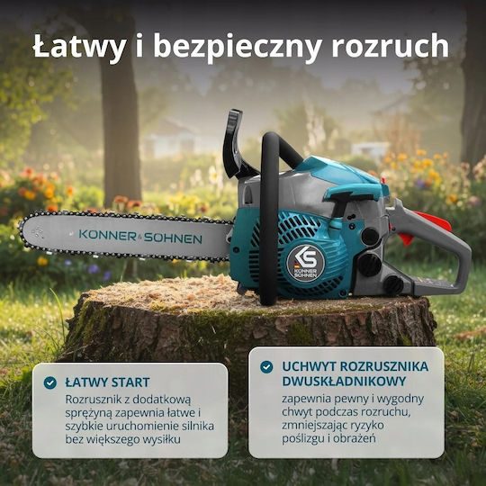 Könner & Söhnen Gasoline Chainsaw 35cc 5.6kg with 35cm Blade and Easy Start