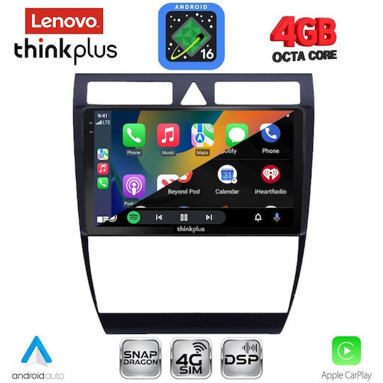 Lenovo Автомобилна аудио система за Audi A6 1998-2005 (Bluetooth/USB/Вграден Wi-Fi/GPS/Apple CarPlay/Android Auto) с Touch Screen 9"