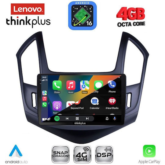 Lenovo Автомобилна Аудио Система За Chevrolet Cruze 2013-2015 Bluetooth USB Вграден Wi-Fi GPS Apple CarPlay Android Auto С Touch Screen 9"
