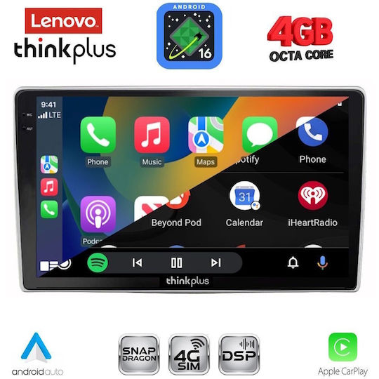 Lenovo Car Audio System for Alfa Romeo Mito 2008-2018 Bluetooth USB WiFi GPS Apple CarPlay Android Auto with 9" Touch Screen