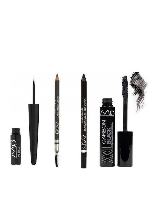 MD Professionnel Total Black Eyes Kit Makeup Set for Eyes & Eyebrows 4pcs