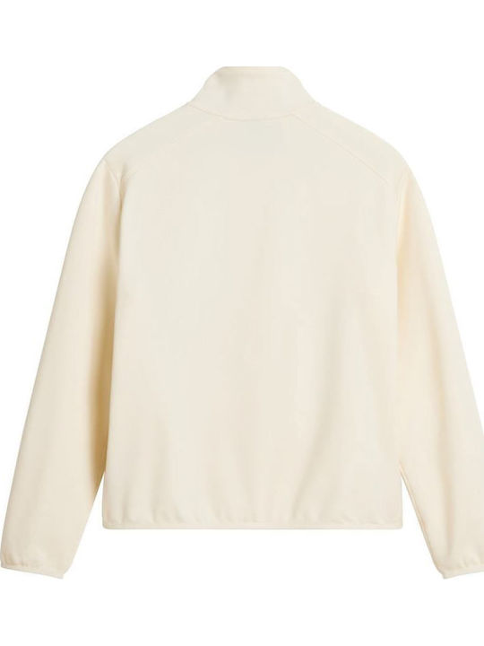 Fleece Γυναικεία Ζακέτα με Φερμουάρ Λευκή