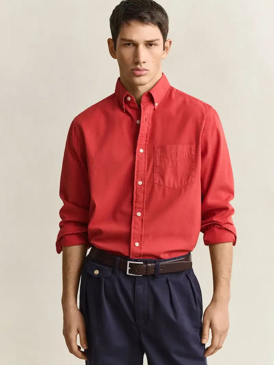 Long Sleeve Cotton Shirt in Regular Fit Orange