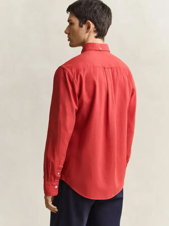 Long Sleeve Cotton Shirt in Regular Fit Orange