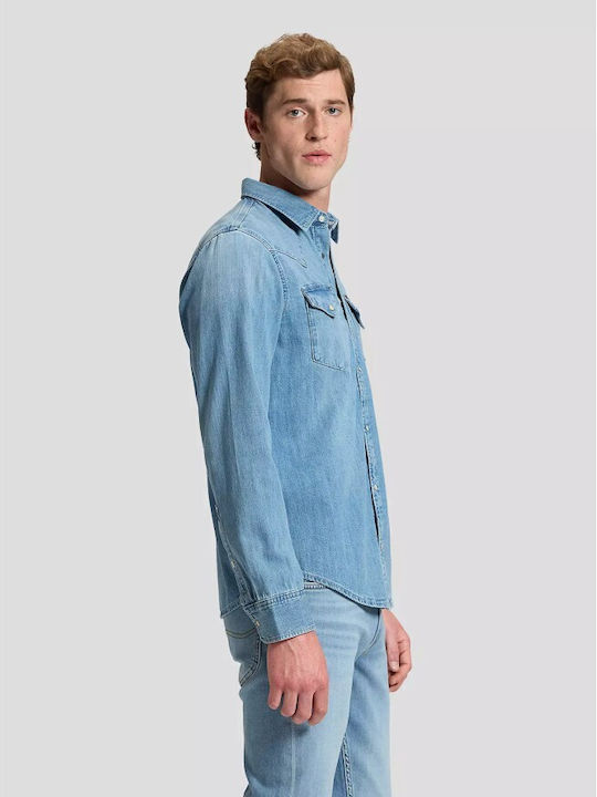 Long Sleeve Denim Shirt in Regular Fit Light Blue