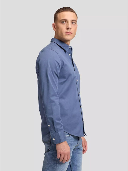 Long Sleeve Denim Shirt in Regular Fit Blue