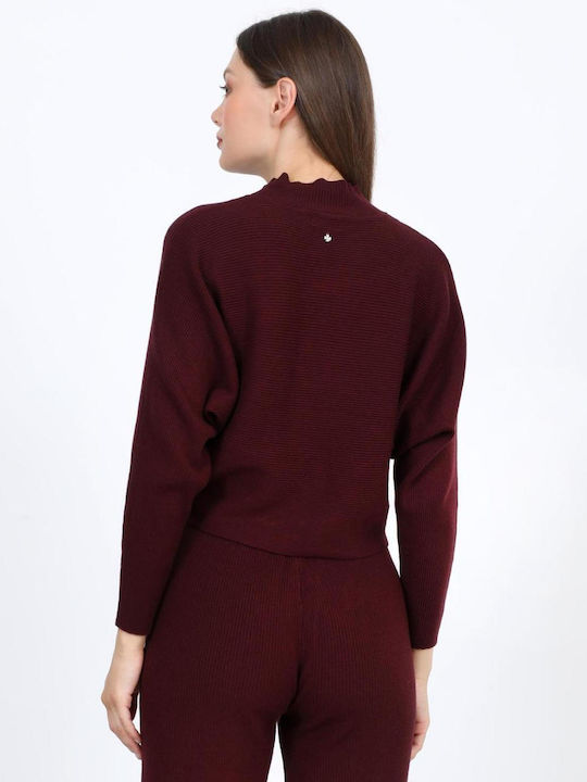 Damen Pullover mit 3/4 Ärmel Burgundisch
