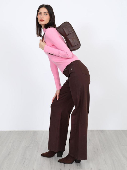 Women's Pink Turtleneck Sweater