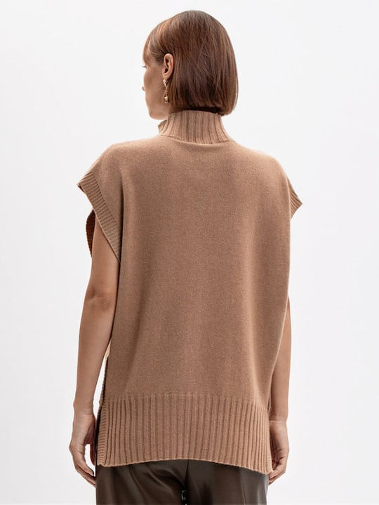 Women's Sleeveless Woolen Sweater Beige