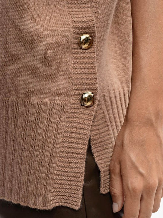 Women's Sleeveless Woolen Sweater Beige