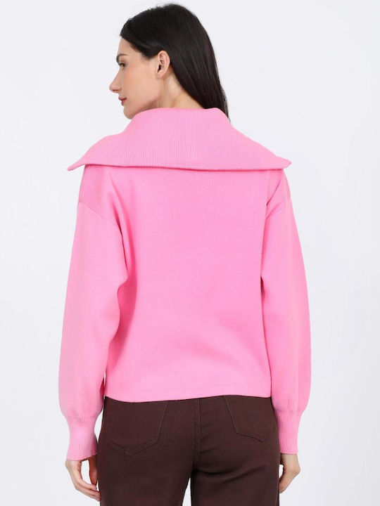 Damen Pullover mit Reißverschluss Rosa
