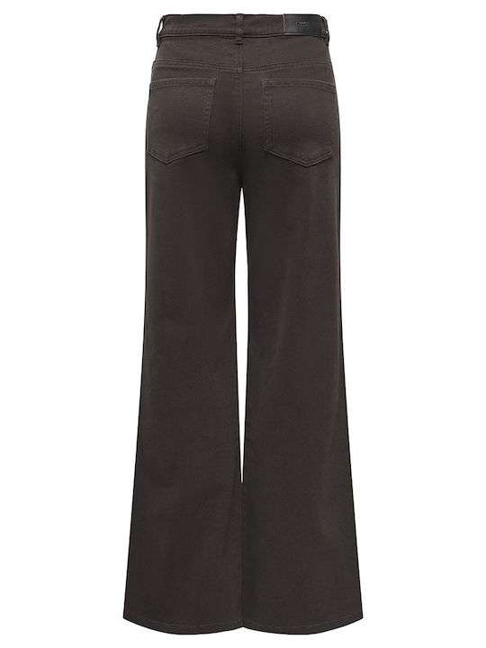 Only Wide Women's Fabric Trousers in Wide Leg Style Chocolate Torte