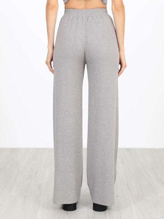 Women's Fabric Trousers with Elastic Grey