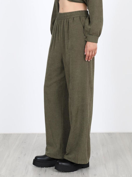 Damen Lederhose mit Gummiband Khaki