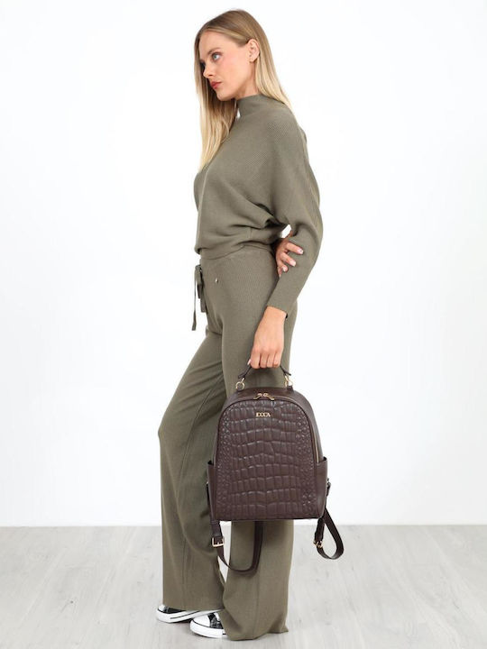 Women's Fabric Trousers with Elastic Khaki