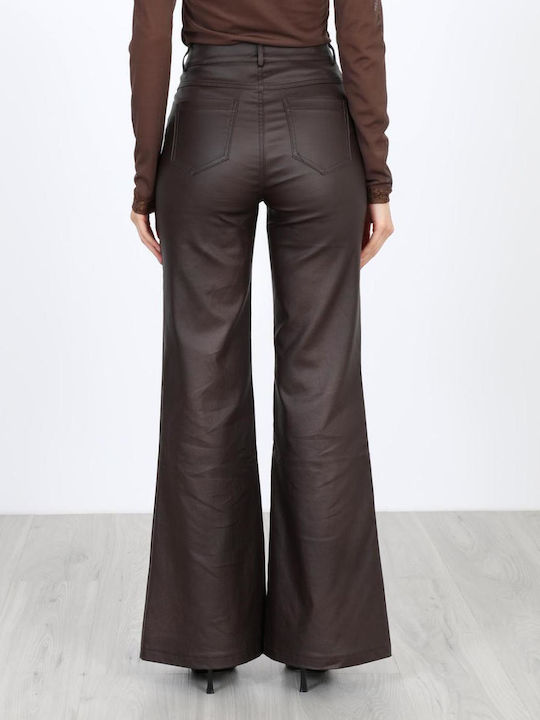 Damen Lederhose Ausgestellt Braun