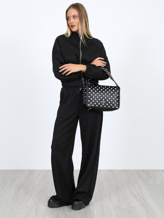 Women's Fabric Trousers with Elastic Black
