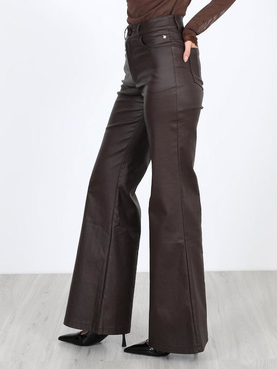 Damen Lederhose Ausgestellt Braun
