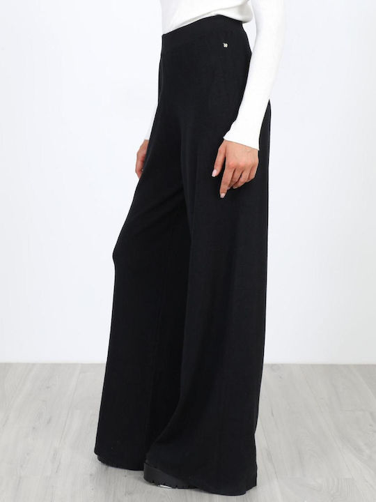 Women's Fabric Trousers with Elastic Black
