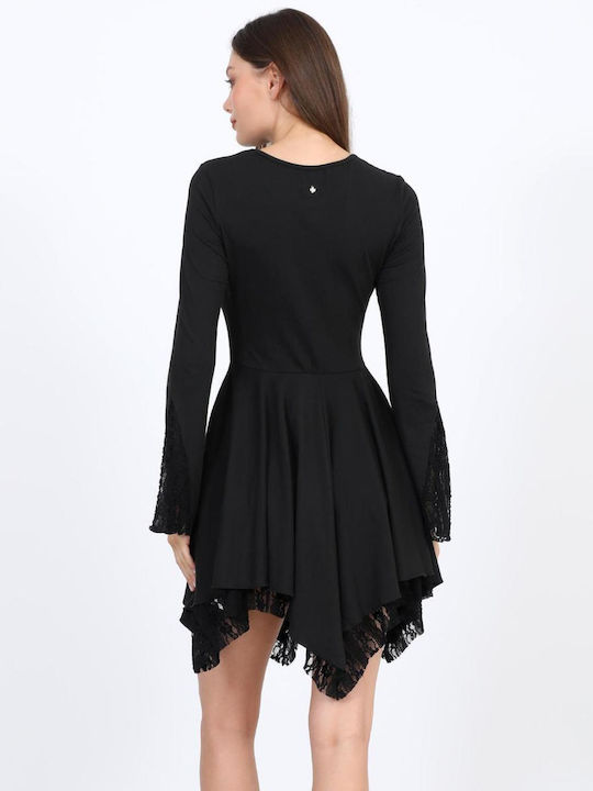 Rochie de vară Mini de Seară cu Dantelă Neagră