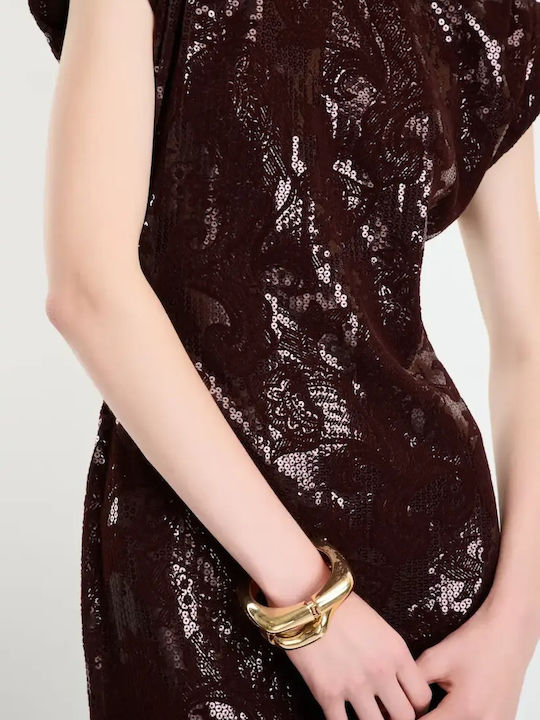 Rochie de Vară Midi de Seară Satin Maro