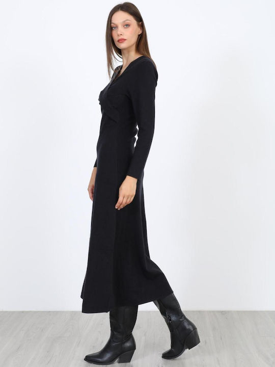 Sommer Midi Hemdkleid Wickel Schwarz