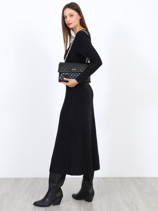 Sommer Midi Hemdkleid Wickel Schwarz
