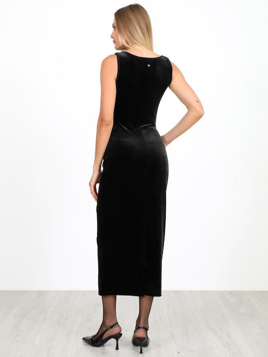 Midi Evening Dress Velvet Black