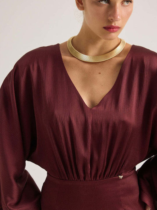 Summer Mini Evening Dress Burgundy