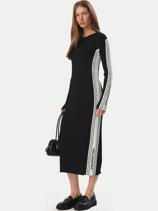 Rochie Midi Tricotată Neagră