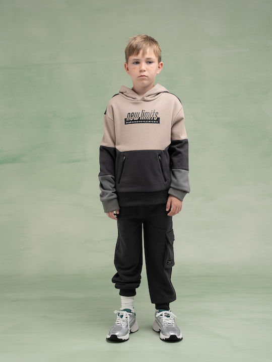 Kids Sweatpants Set Beige-Grey