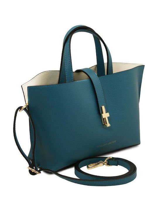 Agatha Leather Women's Shoulder Bag Petrol Blue