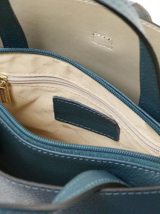 Agatha Leather Women's Shoulder Bag Petrol Blue