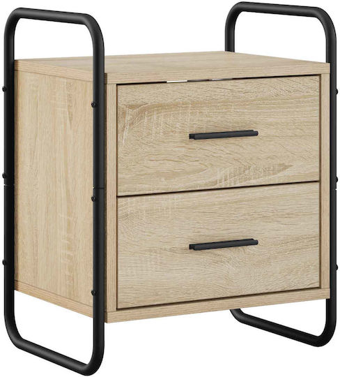 Beige Wooden Bedside Tables 2 Pieces 40x30x50cm