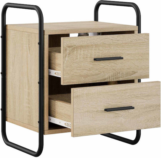 Beige Wooden Bedside Tables 2 Pieces 40x30x50cm