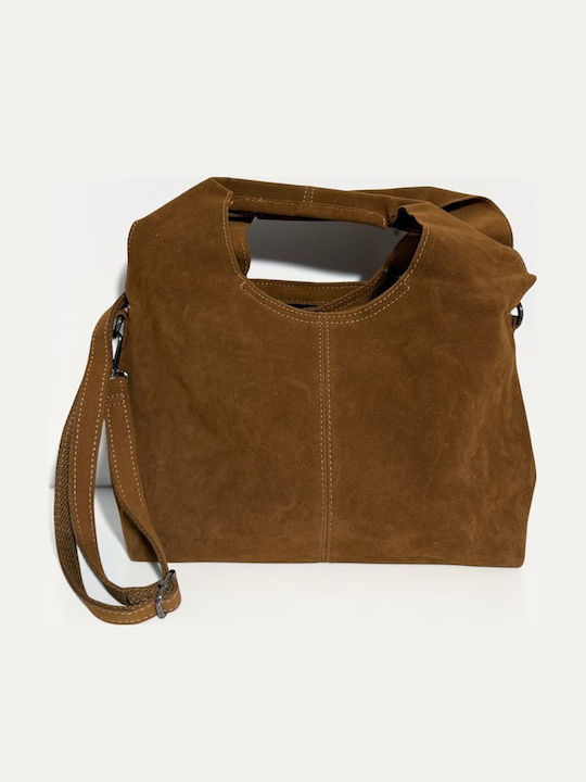 Women's Suede Tabac Brown Handbag