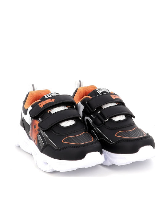 Bio Kids Sneakers with Hoop & Loop Closure & with Lights Black