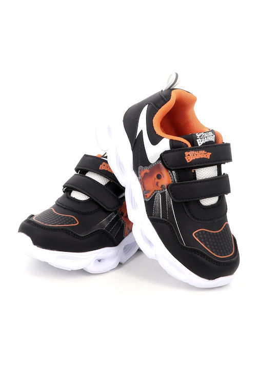 Bio Kids Sneakers with Hoop & Loop Closure & with Lights Black