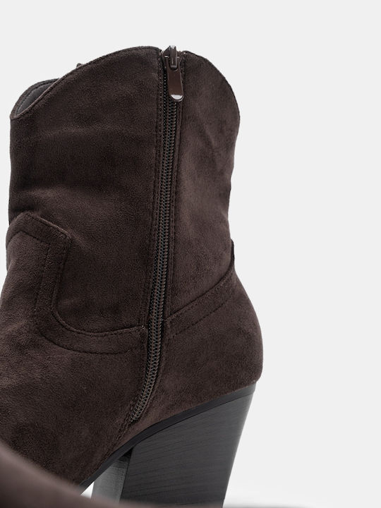 Wildleder Stiefeletten Damen Cowboy Braun