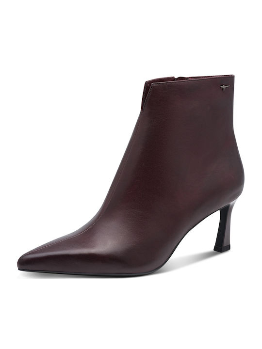Leder Damen Stiefeletten Burgundisch