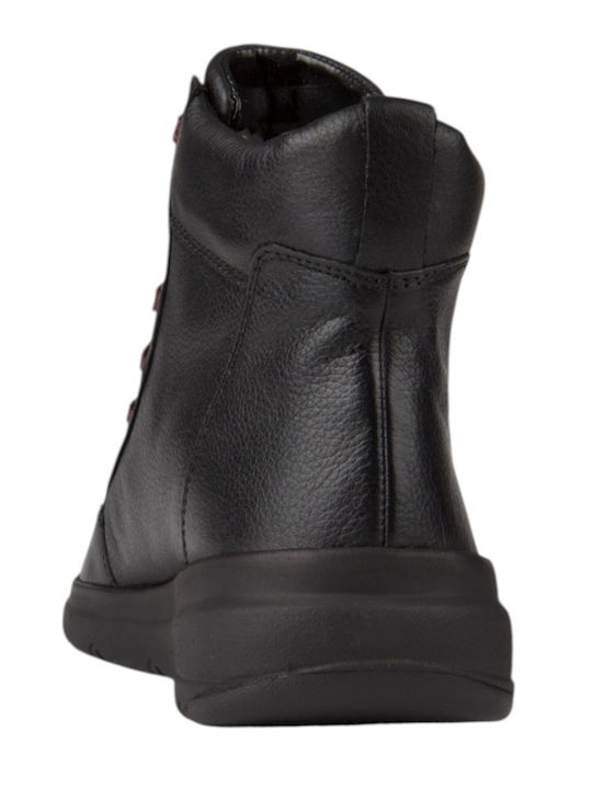Leder Damen Stiefeletten Schwarz