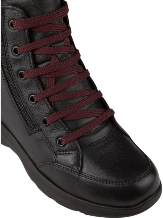 Leder Damen Stiefeletten Schwarz