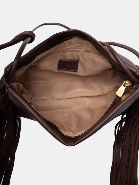 Fabric Women's Shoulder Bag Brown