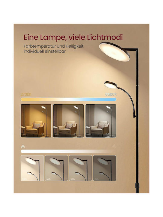 Vasagle LED Φωτιστικό Δαπέδου Υ176xΜ25εκ. με Θερμό Λευκό Φως 3600lm