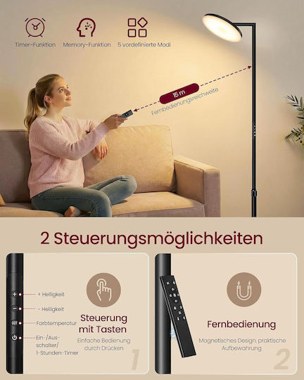 Vasagle LED Φωτιστικό Δαπέδου Υ176xΜ25εκ. με Θερμό Λευκό Φως 3600lm