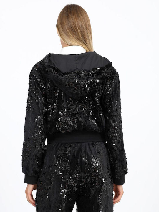Damen Strickjacke mit Reissverschluss Schwarze