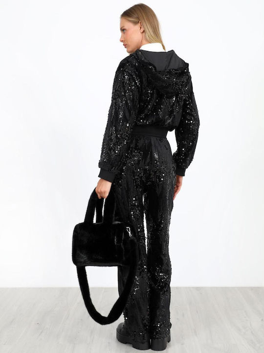 Damen Strickjacke mit Reissverschluss Schwarze