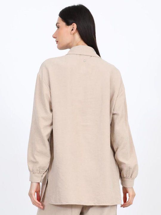 Langärmeliges Damenhemd Beige