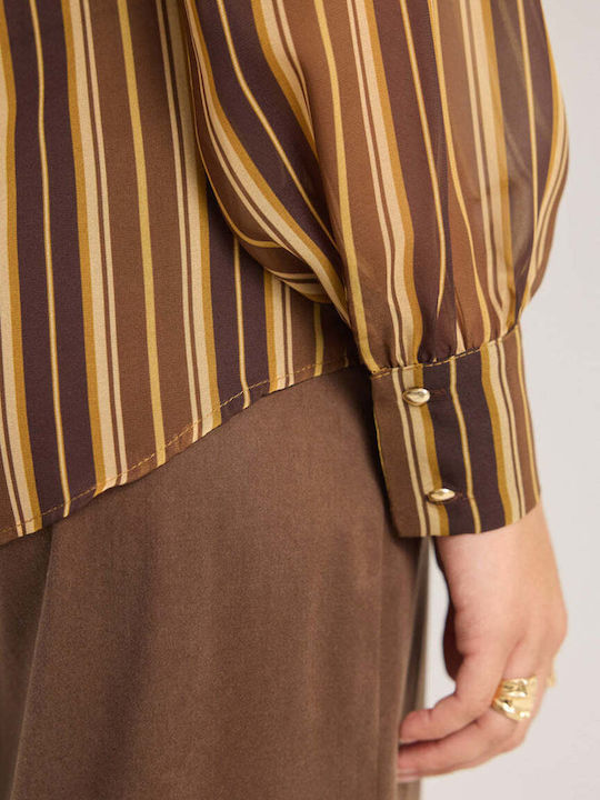 Long Sleeve Women's Brown Shirt
